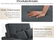 Sofá cama LUXOAK 186 x 122 cm con respaldo ajustable en 5 niveles, sofá cama 3 en 1 con cojines y bolsillo lateral, sofá de lino gris para habitación de invitados y espacios pequeños