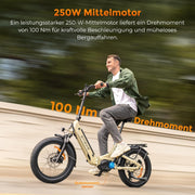 Bicicleta eléctrica ENGWE con APP e IoT, batería de 48V 15Ah con autonomía de hasta 160 km, sensor de par y frenos hidráulicos, neumáticos de 20 * 3.0, carga en 2 horas