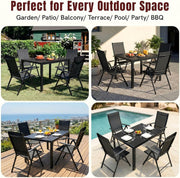 Mesa de jardín LIFERUN 110x70 cm con marco de aluminio - Mesa de balcón rectangular de WPC para 4-6 personas, mesa de terraza resistente a la intemperie y a los rayos UV, mesa de comedor exterior moderna con aspecto de madera, negro