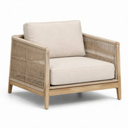 Sillón de jardín con estructura de roble y poliéster beige