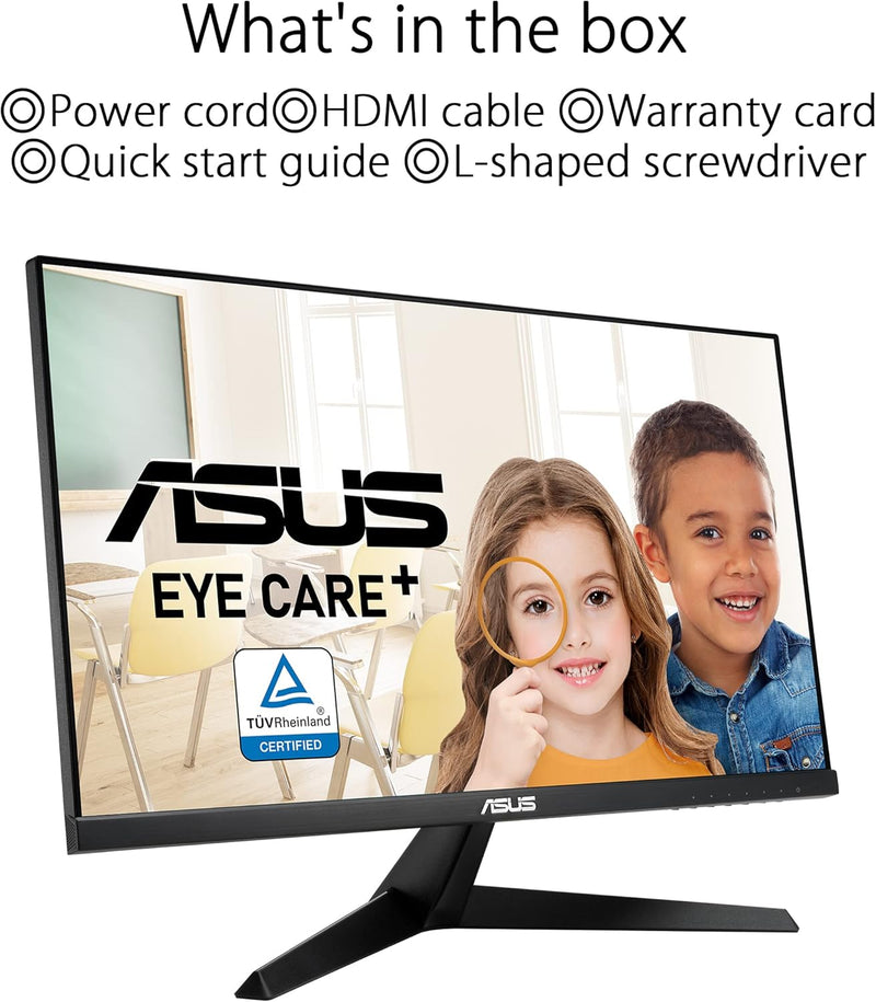 ASUS VY279HGE – Monitor gaming Eye Care 27" Full HD (1920 x 1080), IPS, 144Hz, SmoothMotion, 1ms (MPRT), FreeSync Premium, filtro de luz azul, antiparpadeo, tratamiento antibacteriano