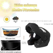Casco de moto Bluetooth, casco integral con intercomunicador Bluetooth para 2 pilotos, aprobado por DOT/ECE, ligero, con doble visera, casco modular para adultos hombres y mujeres S~XL