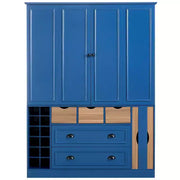 Despensa de cocina independiente Whisen de 71'' de altura, armario de almacenamiento grande para comedor, alacena con 4 puertas plegables, estantes y botelleros