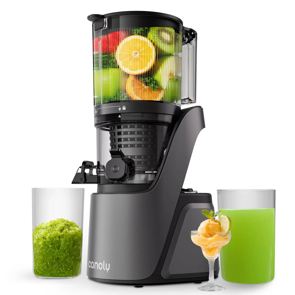 Extractor de jugos lento (Slow Juicer) C16, 250 W, capacidad de 2,6 L, boca de alimentación de 150 mm