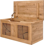 Lomadox Baúl arcón de madera maciza banco arcón para ropa arcón de asiento arcón para pie de cama A/A/P aprox. 80/40/40 cm moderno en roble aceitado con madera de testa