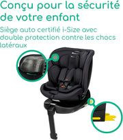 Bebeconfort RevolveFix Plus 360 i-Size, Silla de coche giratoria 360, 0-12 años, 40-150 cm, Silla de coche ISOFIX, Pata de apoyo, Rotación 360, 6 posiciones de reclinado, 12 posiciones de reposacabezas, Full Black