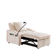 Sillón sofá convertible 3 en 1, sofá cama individual con respaldo ajustable, soporte para teléfono, USB y tipo C - ModernLuxe