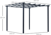 Outsunny Pabellón de jardín, arco para rosas, soporte para trepadoras, cenador de jardín, resistente a la intemperie, metal, negro, 2,97 x 2,95 x 2,3 m