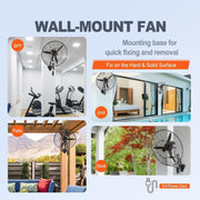 Ventilador nebulizador VEVOR, ventilador oscilante e impermeable de 61,6 cm, 3 velocidades, 7000 CFM, ventilador comercial o residencial para enfriar almacenes, invernaderos, talleres