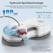 Robot limpiacristales HUTT S7 con función de pulverización activa, potencia de succión de 6500 Pa, almohadilla flotante 3D, limpiador de ventanas eléctrico automático con depósito de 80 ml, protección múltiple, 8 paños de limpieza, maletín de transporte