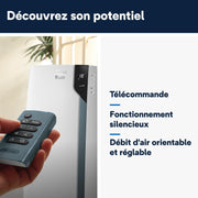 Climatiseur portable De'Longhi Pinguino PAC EX105 avec technologie EcoRealFeel 10 000 BTU/h, pour pièces jusqu'à 100 m³, fonction déshumidification et ventilation, minuterie 24 heures, classe