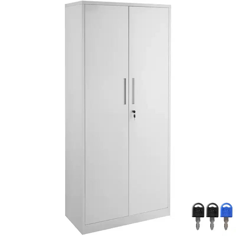 Armario de almacenamiento de metal VEVOR, armario de almacenamiento de acero con cerradura con 2 puertas magnéticas y 4 estantes ajustables, armario de metal de 71'', capacidad de 200 libras, blanco