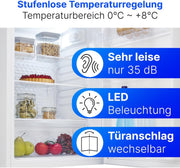 Refrigerador Bomann® sin compartimento congelador | Clase energética C | 85 cm | 5 años de garantía en el compresor | Frigorífico pequeño | 0-8 °C | silencioso 35 dB | 3 estantes | Refrigerador estándar 126 L | VS 7258 blanco