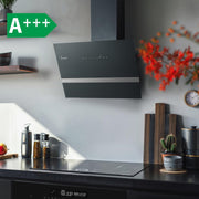 Campana extractora KKT KOLBE 80 cm | 782 m³/h recirculación extracción | Inclinada | Campana de pared | Cristal negro | Smart WiFi App WLAN | Iluminación LED RGBW | EASY8005SM