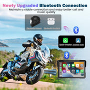 Pantalla CarPlay para moto con CarPlay y Android Auto, GPS portátil de 7 pulgadas para moto, impermeable, compatible con música Bluetooth, navegación, Siri/Google Assistant, soporte magnético: fácil de instalar y desmontar