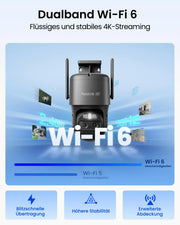 Cámara de seguridad Reolink 4K PTZ para exteriores, batería, seguimiento automático, lente dual, WiFi 6, visión nocturna a color de 30 m, IA, TrackMix, solar
