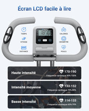 MERACH Bicicleta estática plegable 4 en 1, bicicleta de ejercicio con monitor LCD y medición de pulso manual, bicicletas de fitness magnéticas con cómodo cojín de asiento, para el hogar, que ahorra espacio