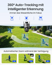 Cámara de seguridad Reolink 4K PTZ para exteriores, batería, seguimiento automático, lente dual, WiFi 6, visión nocturna a color de 30 m, IA, TrackMix, solar