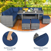 Conjunto de comedor de ratán para patio de 7 piezas Costway, sofá seccional y otomana - Ver detalles