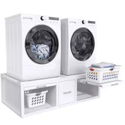 Pedestales para lavadora y secadora GDLF, soporte universal para lavadora y secadora con estante extraíble, blanco