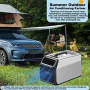 Aire acondicionado de camping de 3500 BTU con compresor real, aire acondicionado portátil para tienda de campaña, caravana y camión, aire acondicionado móvil con deshumidificación y modo de suspensión, plateado