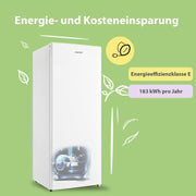 Comfee RCU160WH2(E) Congelador vertical/142 cm de alto/160 L de capacidad/183 kWh/año/Sentido de apertura de puerta reversible/Compresor GMCC de alta calidad/Control de temperatura/Patas ajustables/Blanco