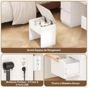 TRIUMPHKEY Tocador con espejo y taburete, mesa de maquillaje con espejo LED de gran formato con brillo ajustable, 7 cajones y toma de corriente, mueble para el hogar, blanco