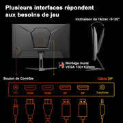Monitor de juegos Minifire de 27 pulgadas, WQHD (2560×1440p) 200Hz 1ms (OD), pantalla Fast IPS Adaptive Sync HDR, HDMI/DP VESA 100×100mm (MFG27F4Q-200)