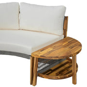 Set de sofá seccional redondo de madera de acacia para exteriores con mesa de centro, 12 plazas