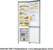 Frigorífico combi Samsung, frigorífico con congelador, 203 cm, 390 l de volumen total, 114 l de congelador, modo AI Energy, aspecto de acero inoxidable, RL38C600CSA/EG