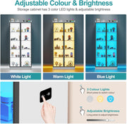 Vitrina Lvifur blanca, aparador de 35 × 70 × 165 cm, armario despensero inteligente con 3 colores RGB regulables, aparador de buffet con sensor inteligente, color blanco