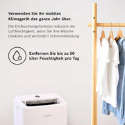 Acondicionador de aire móvil Bosch Cool 4000 - 3 en 1: aire acondicionado, deshumidificador, ventilador - 2,6 kW para habitaciones de hasta 35 m² - Con modo automático, modo silencioso y modo de suspensión