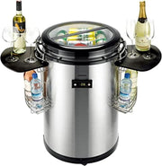 Syntrox 50 l Barril refrigerador | Nevera de barril | Barril para bebidas | Enfriador de fiesta | Enfriador de botellas Salaron, para eventos, con tapa de cristal, indicador de temperatura, 75 vatios (negro)