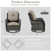 Sillones mecedoras de mimbre para exteriores Gymojoy con base giratoria (juego de 2)