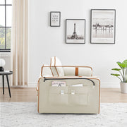 Sofá cama de 2 plazas de terciopelo de 55" con cama extraíble, respaldo ajustable, bolsillos laterales y soporte para teléfono