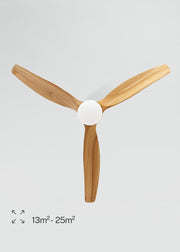 CREATE / WINDCALM CONCRETE / Ventilador de techo blanco madera clara con mando a distancia / 40W, carcasa de yeso personalizable, Ø132 cm, programable, función verano-invierno, luz LED de 3 temperaturas