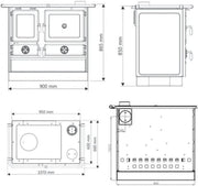 Cocina de leña Interstoves MAGNUM MBS de hierro fundido, salida por el lado izquierdo -