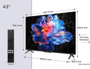 Smart TV LED TCL 43V6C de 43" 4K UHD, 4K HDR, Google TV con diseño sin bordes (Dolby Audio, Motion Clarity, compatible con Google Assistant y Alexa)