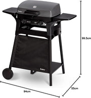 EndersGasgrill Urban II Pro, parrilla de mesa, función de asado, cocción y horneado, 2 quemadores de acero inoxidable, con termómetro para parrilla, parrilla para balcón y camping, carcasa de aluminio fundido, rejilla de hierro fundido, #2062
