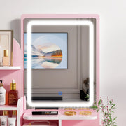Mesa Tocador de Maquillaje con Luz LED, Espejo y Taburete