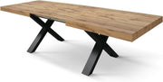 Mesa extensible PAZZO DESIGN Elisa, mesa para salón o cocina, patas en cruz X negras, fabricada en Italia, roble rústico, 160x90x76 cm - id_1997