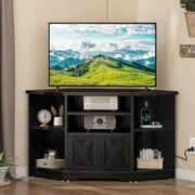 Mueble esquinero para TV estilo rústico, centro de entretenimiento y consola multimedia para televisores de hasta 55 pulgadas con toma de corriente