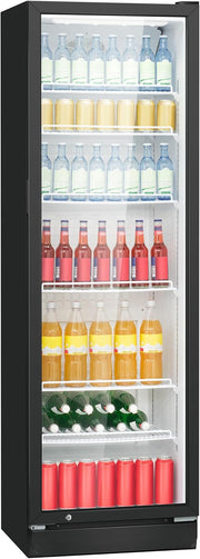 Refrigerador Bomann® con puerta de cristal | Nevera para bebidas con cerradura | 6 estantes de altura ajustable | 30 kg por estante | 347 litros | Refrigerador grande | Enfriador de botellas con luz LED | KSG 7351 negro