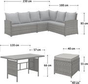 Conjunto de salón para jardín SVITA Monroe, muebles de salón de ratán sintético, grupo de asientos, gris
