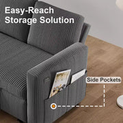 Sofá cama Dyonery 81, sofá seccional en forma de L, sofá extraíble con respaldo reclinable, puertos USB