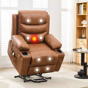 Sillón reclinable elevador eléctrico, reclinables eléctricos para ancianos con calor y masaje, asistencia para levantarse con portavasos, bolsillo lateral, para sala de estar