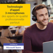 Jabra Evolve2 65 Auriculares PC Inalámbricos con Base de Carga - Auriculares Certificados para Microsoft Teams con Batería de Larga Duración - Adaptador Bluetooth USB-C - Negro