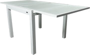 Mesa de jardín extensible MOMMA HOME de aluminio y vidrio templado - Mesa cuadrada extensible de exterior - Dimensiones 90/150 x 90 x 74 cm (blanco)