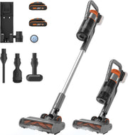 Aspiradora inalámbrica WORX 20V WX038, aspiradora de mano de 25Kpa, 45 min de autonomía, ligera para pelo de mascotas, alfombras, coche - incluye 2 baterías PowerShare, soporte de pared y cargador doble