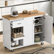 Isla de cocina con encimera plegable, carrito de almacenamiento para cocina con estante extraíble, toallero y cajón, ruedas giratorias